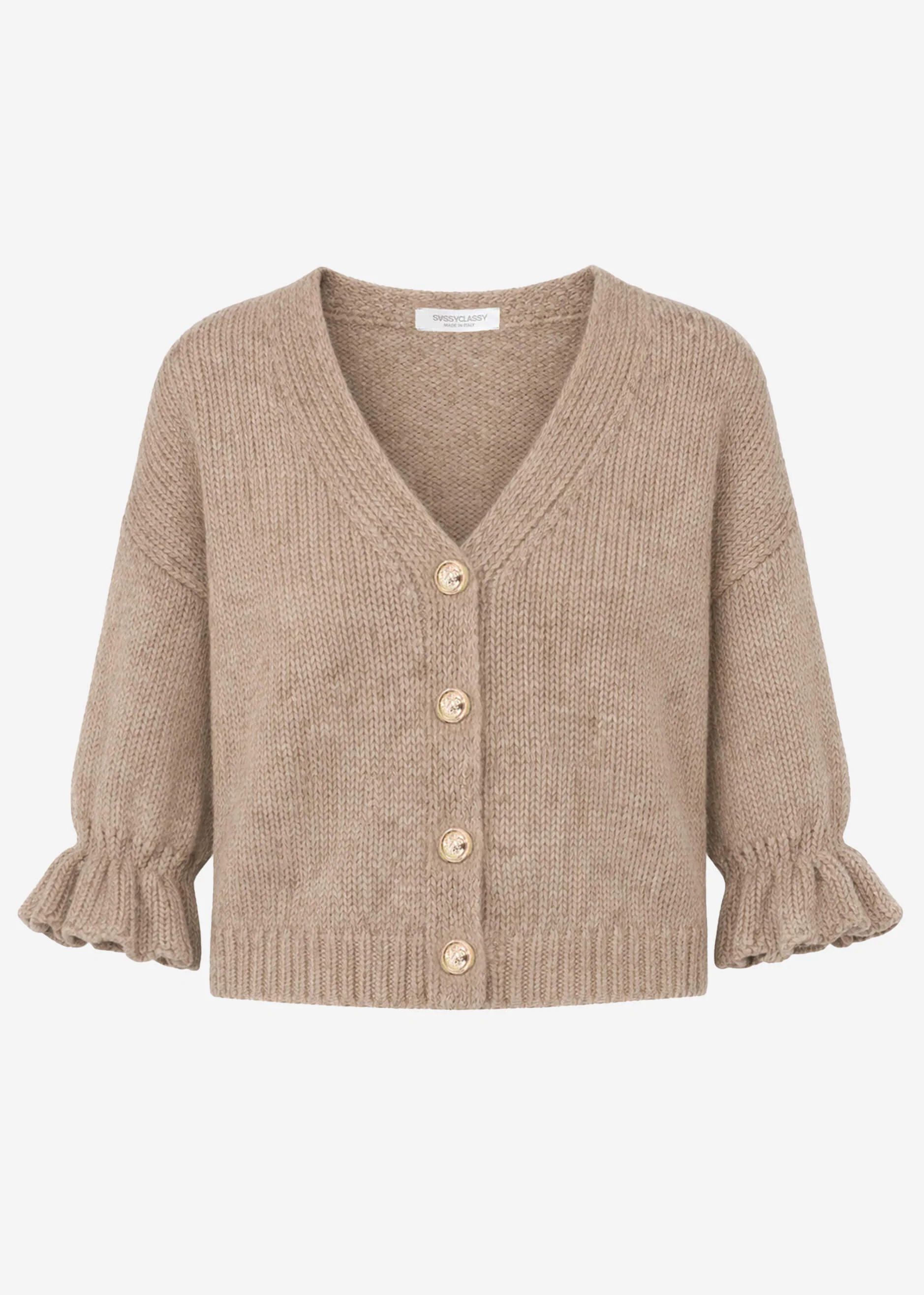 Cardigan with 3/4 sleeves - taupe - Image 6