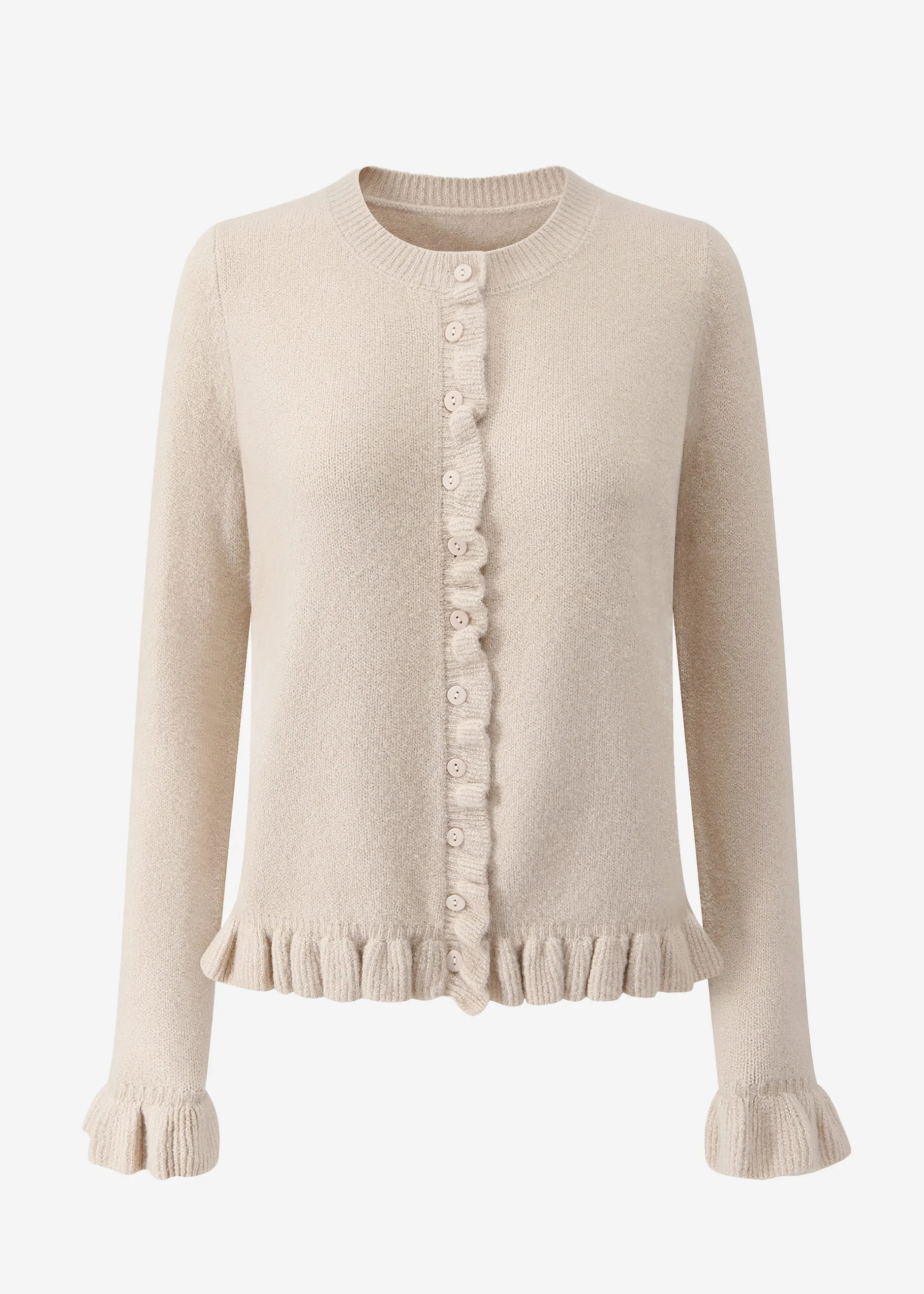 Cardigan with ruffles - beige - Image 6