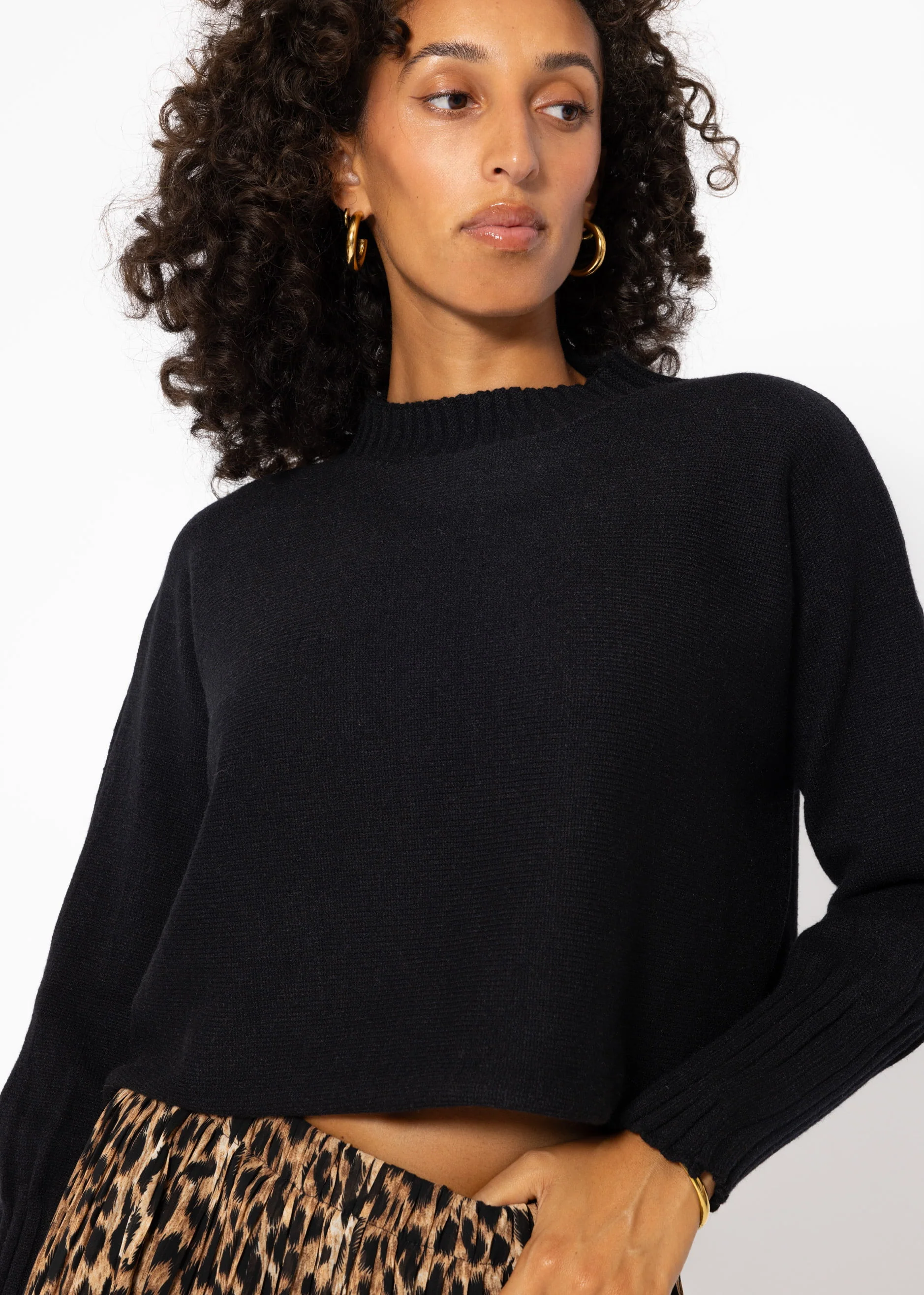 Casual crop sweater - black - Image 5