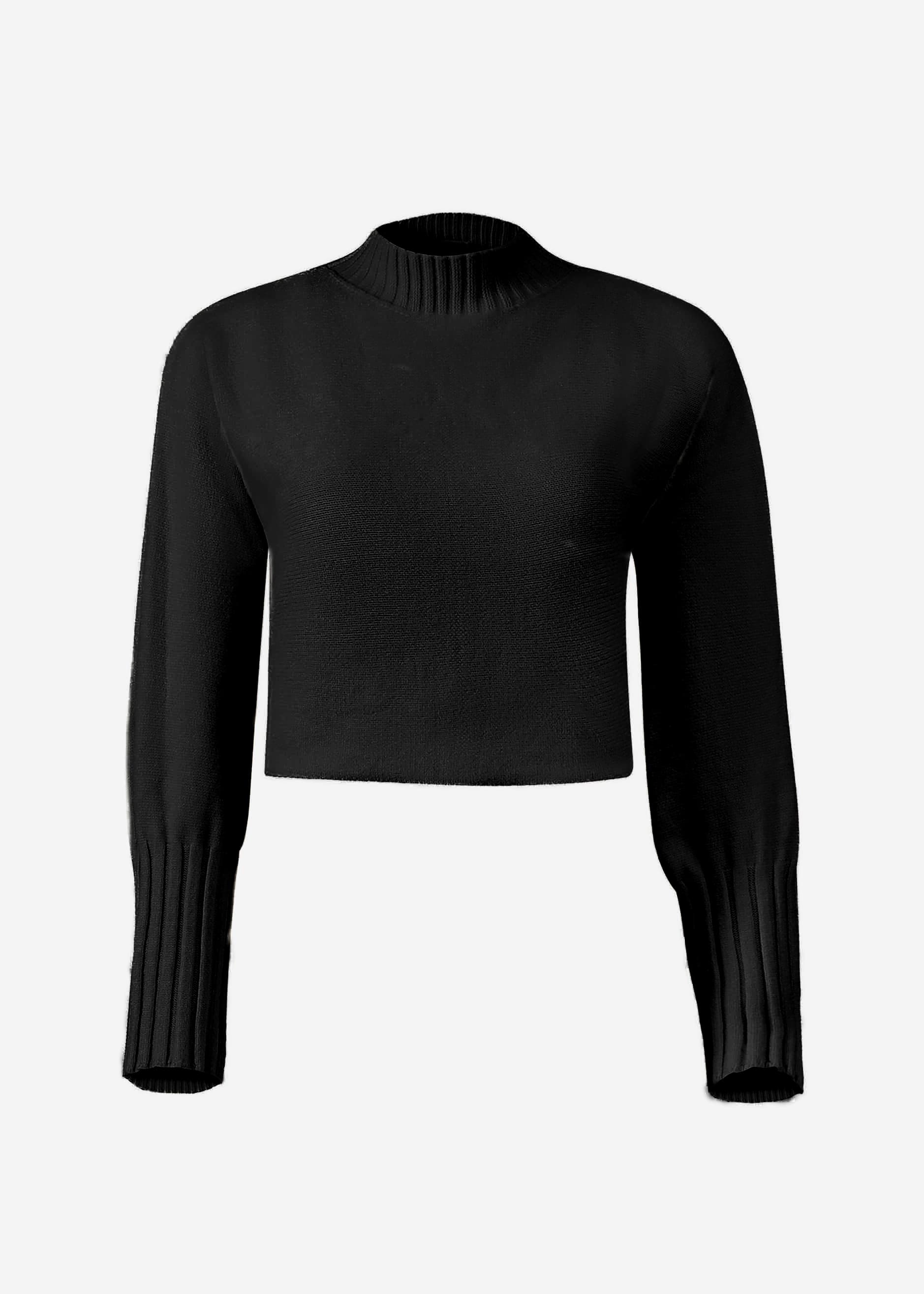 Casual crop sweater - black - Image 6