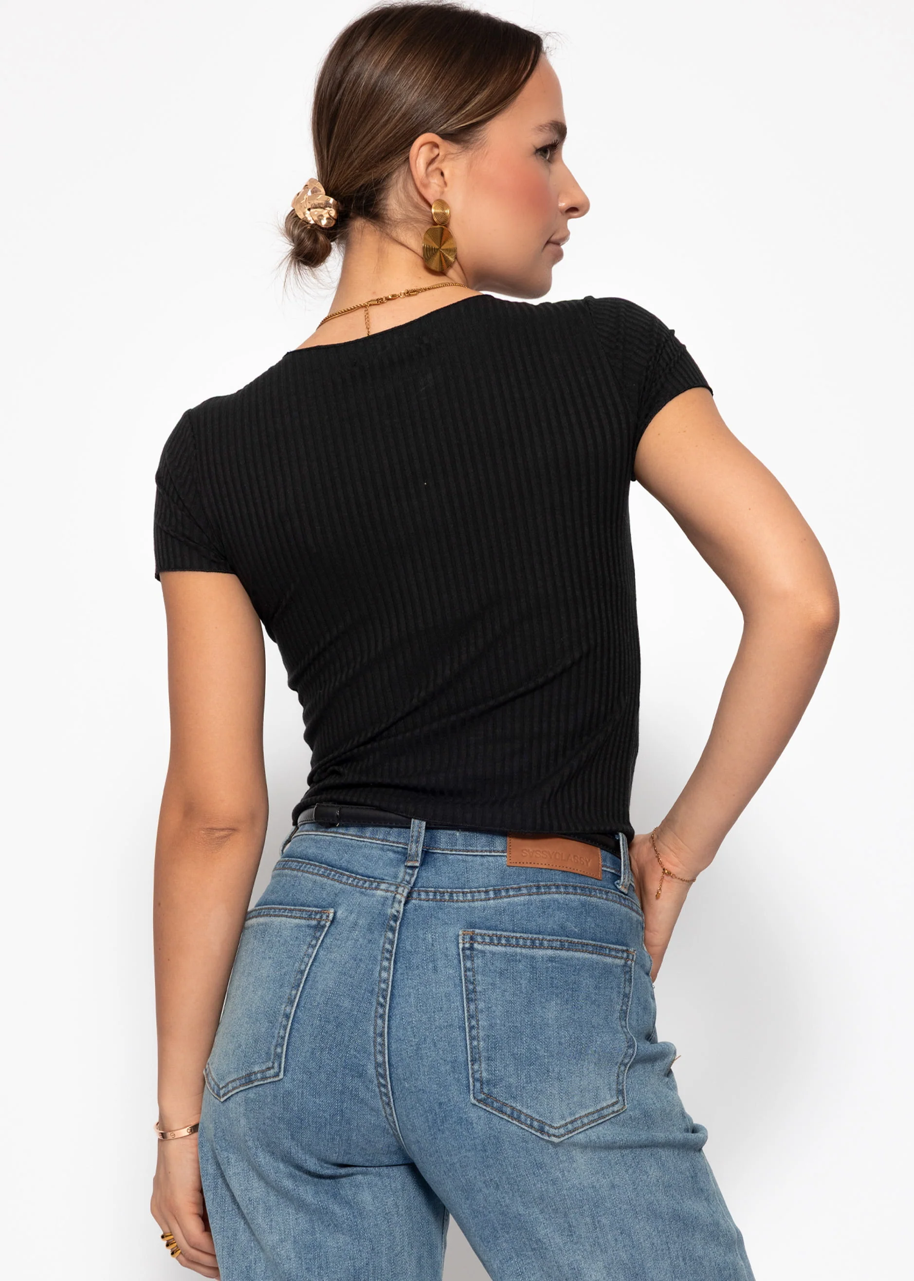Crop shirt, black - Image 3