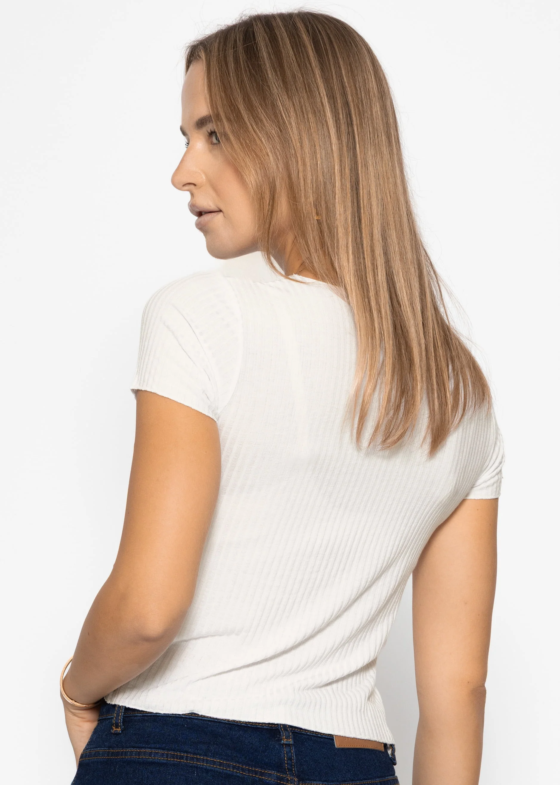 Crop shirt, off-white - Image 3