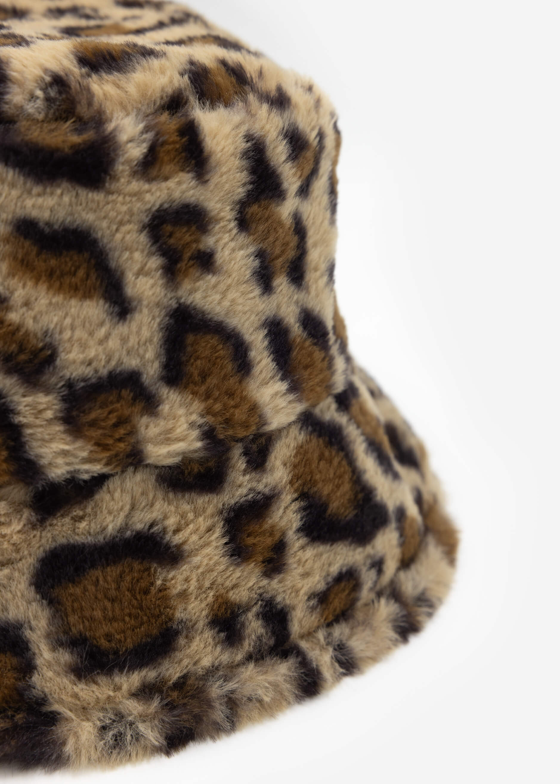Faux fur hat with leopard print - beige - Image 4