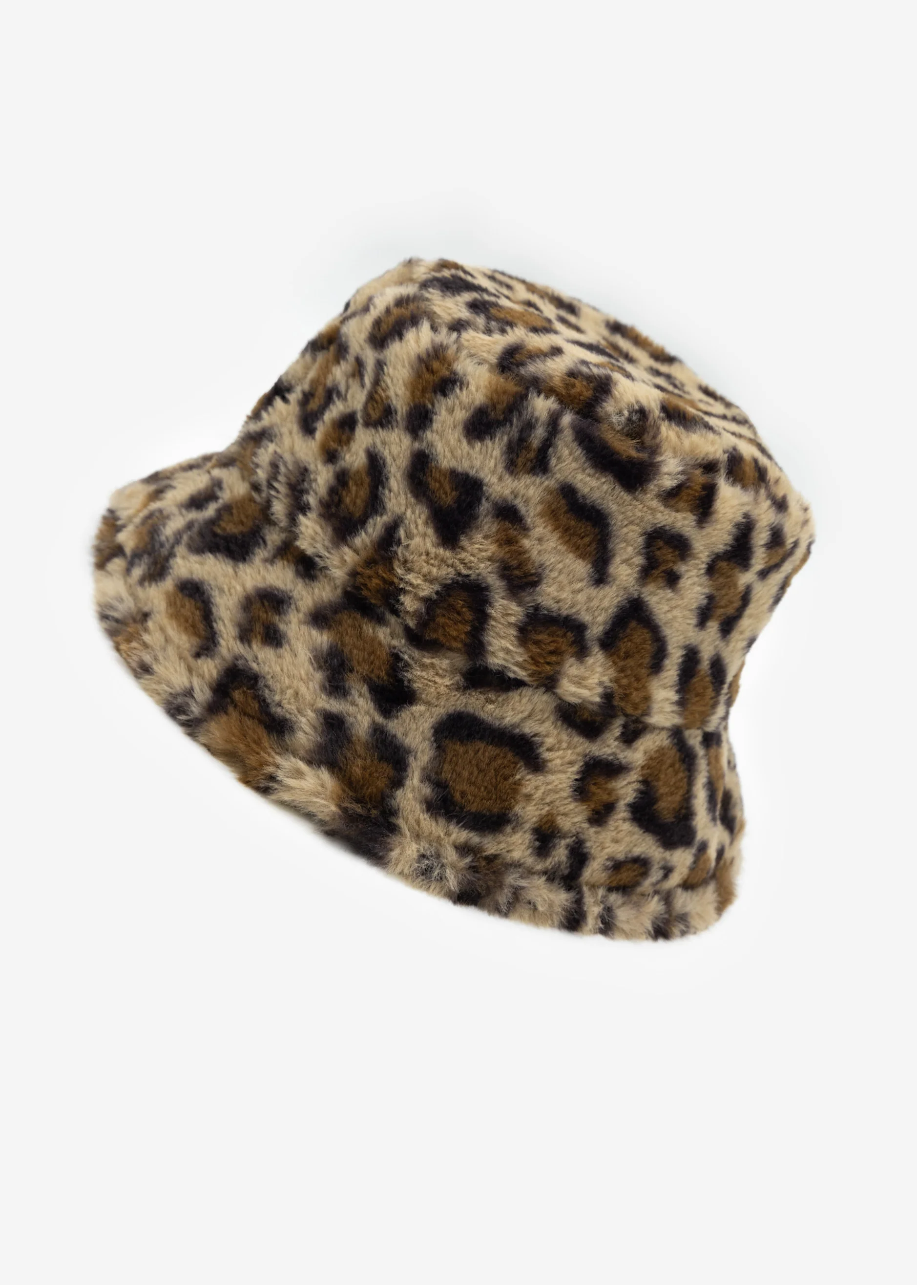 Faux fur hat with leopard print - beige - Image 5