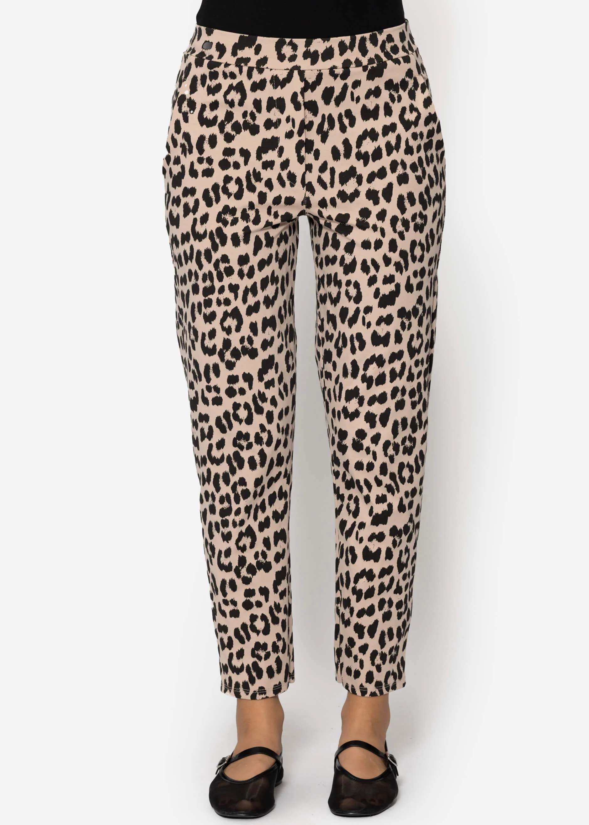 Jersey chinos in leo print - beige - Image 3