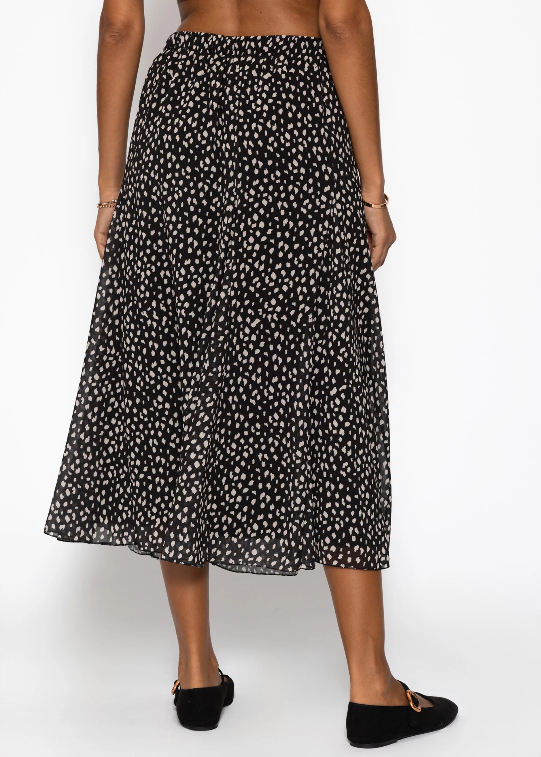 Long chiffon skirt with print - black - Image 3