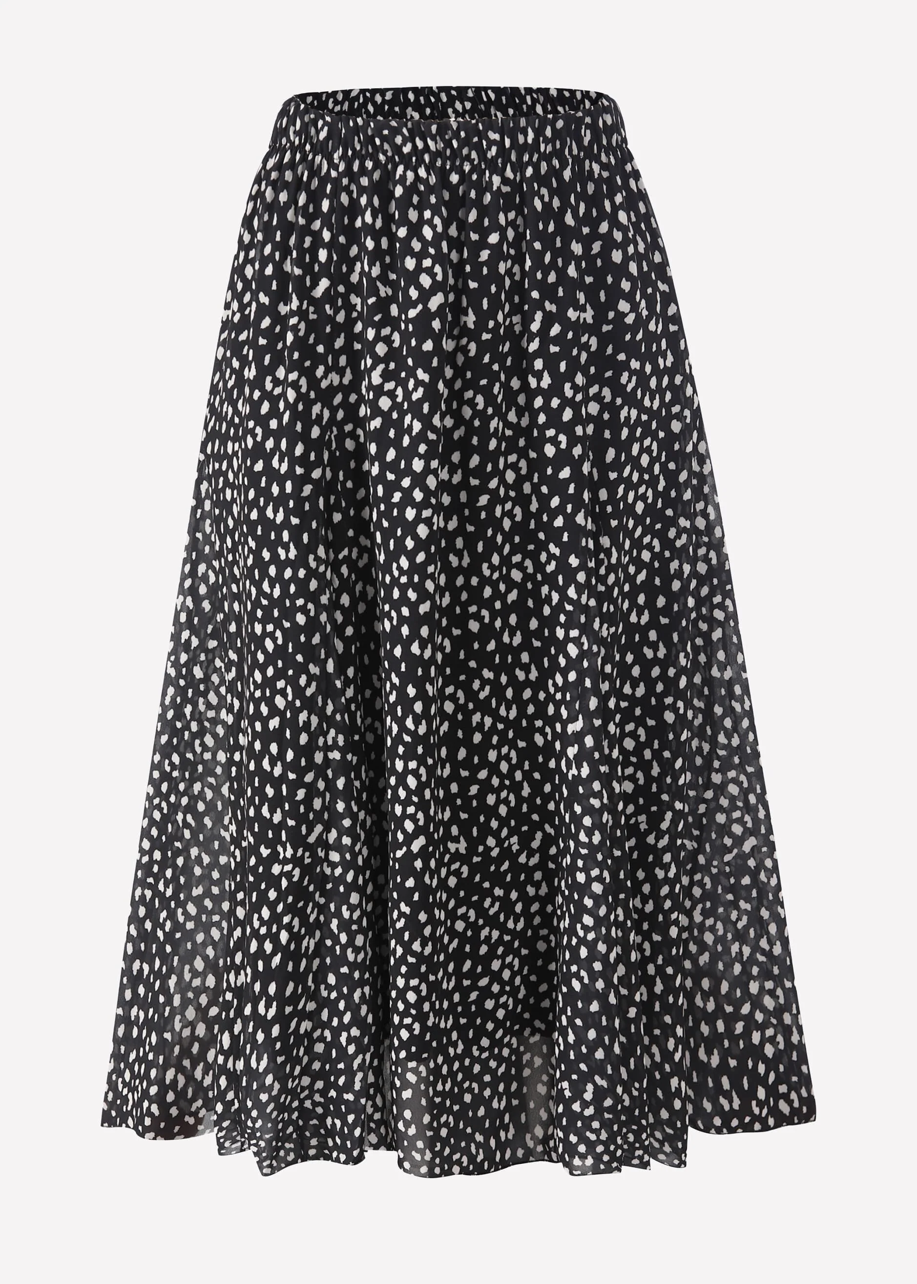 Long chiffon skirt with print - black - Image 6