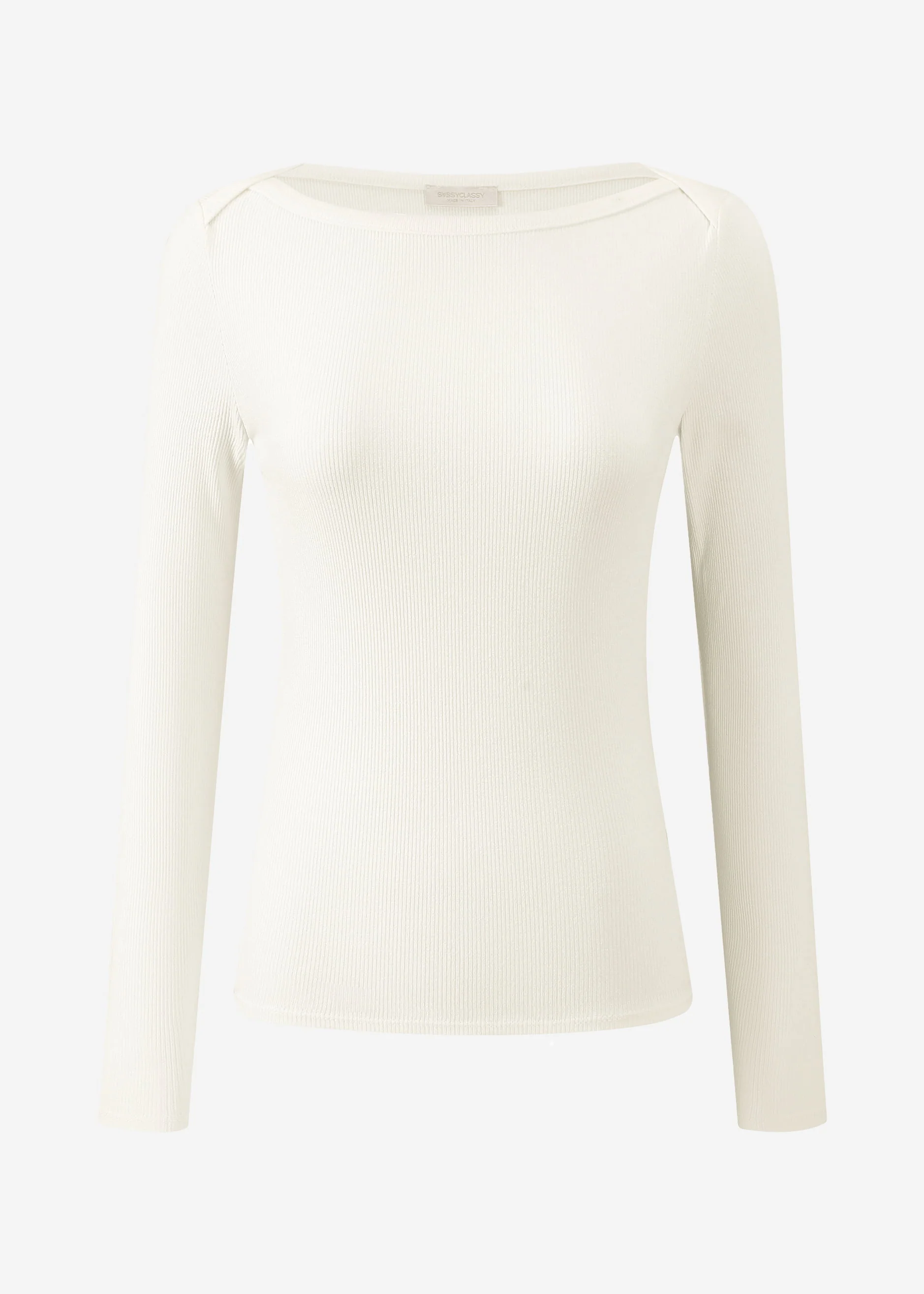 Long-sleeved shirt with boat neck - off-white - Image 6