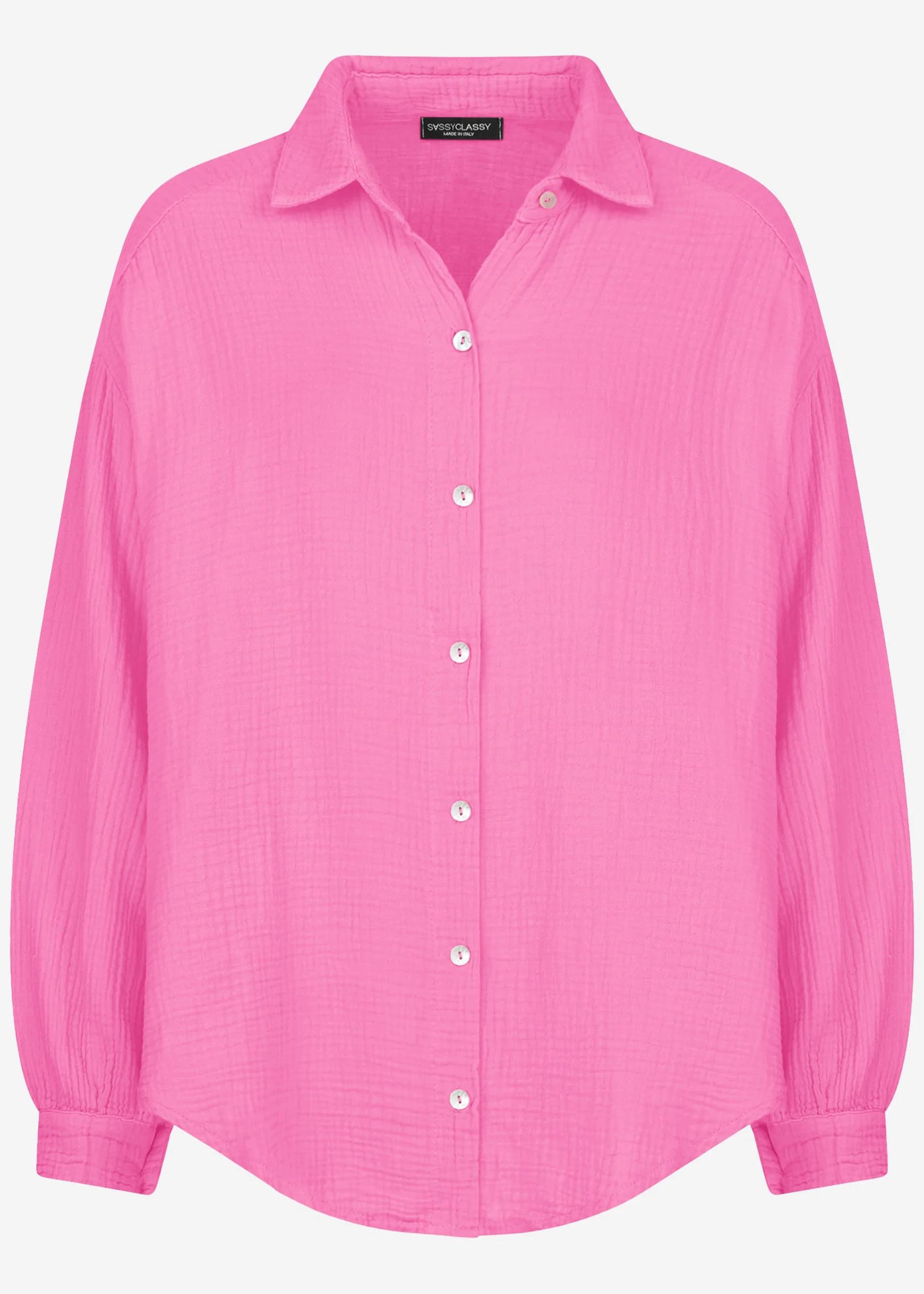 Muslin blouse oversize, short, pink - Image 7