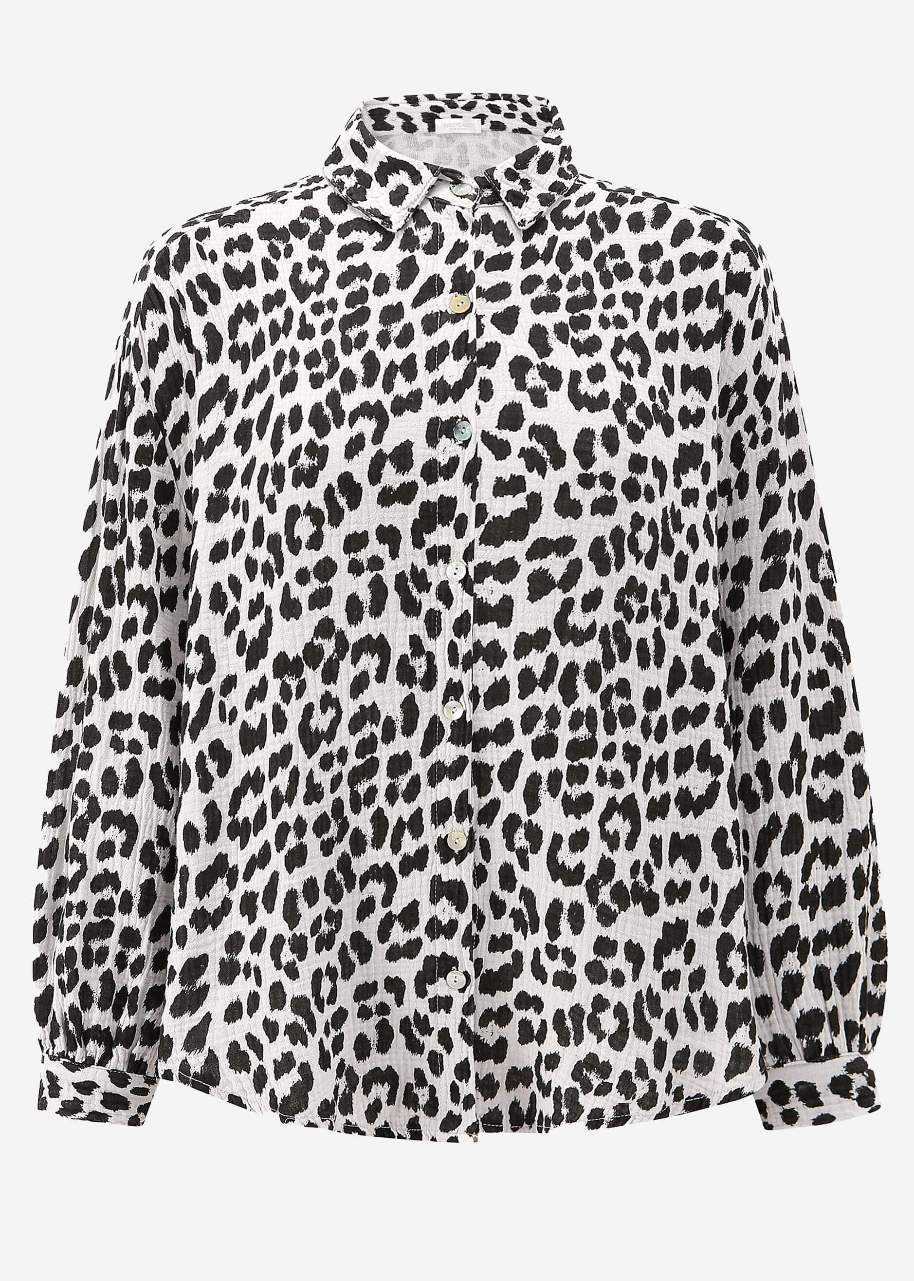 Musselin Blouse Oversize briefly with Leo -Print - OffWhite - Image 7