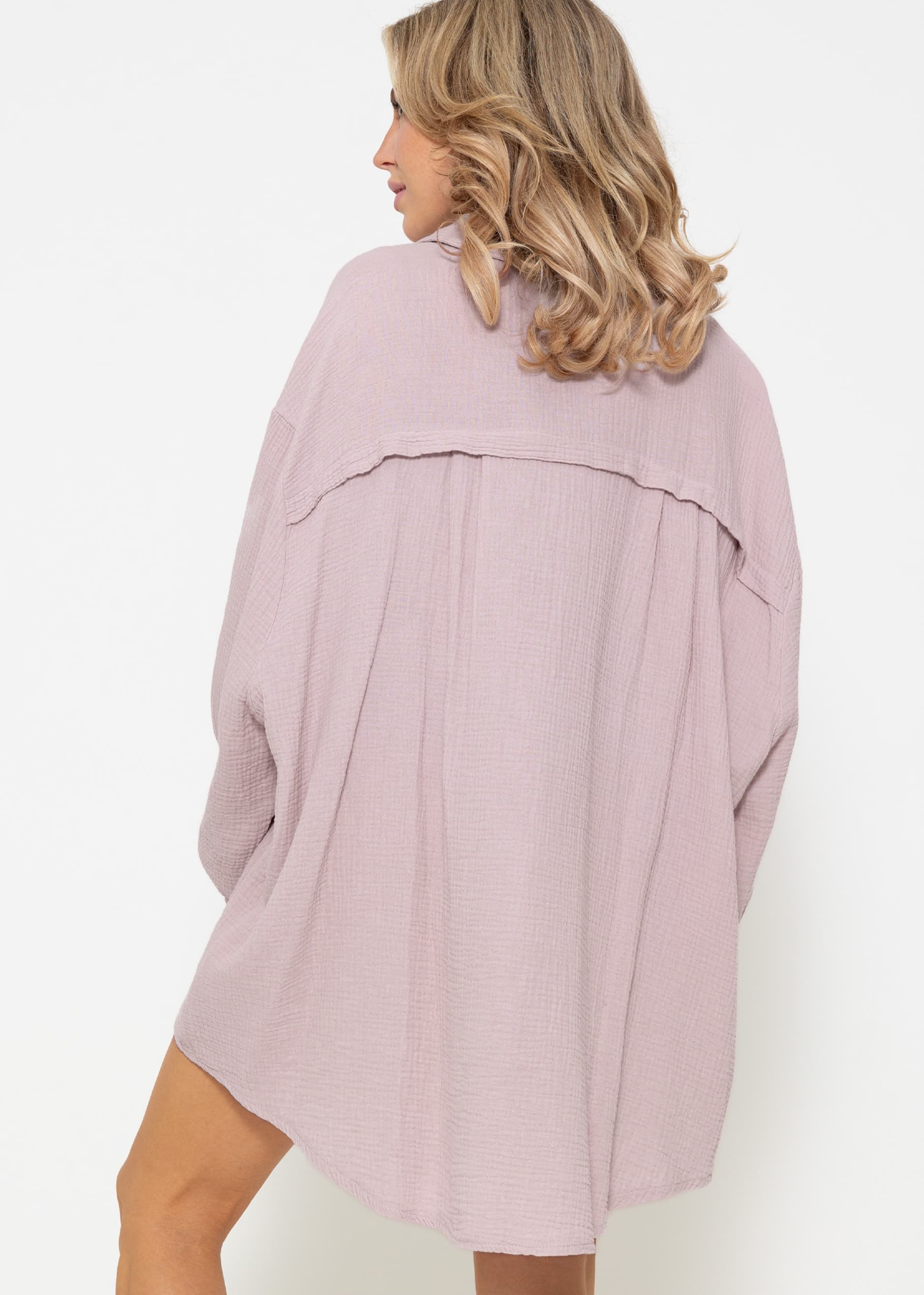 Muslin blouse oversize, powder pink - Image 6