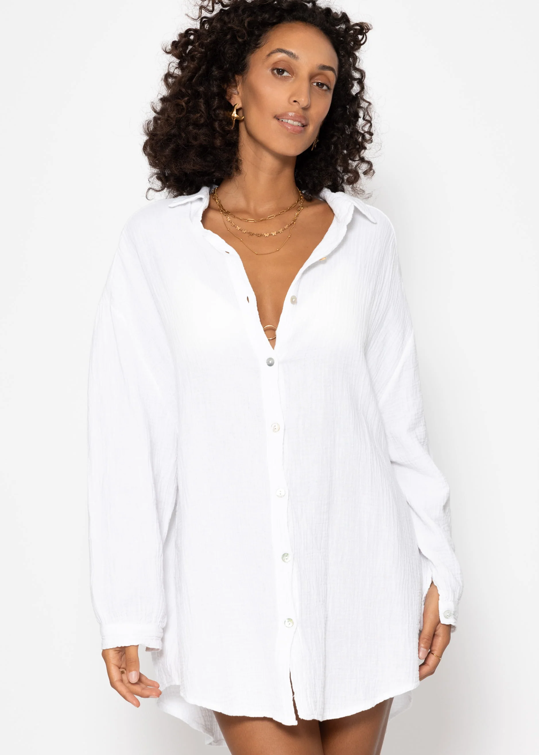 Muslin blouse oversize, white - Image 3