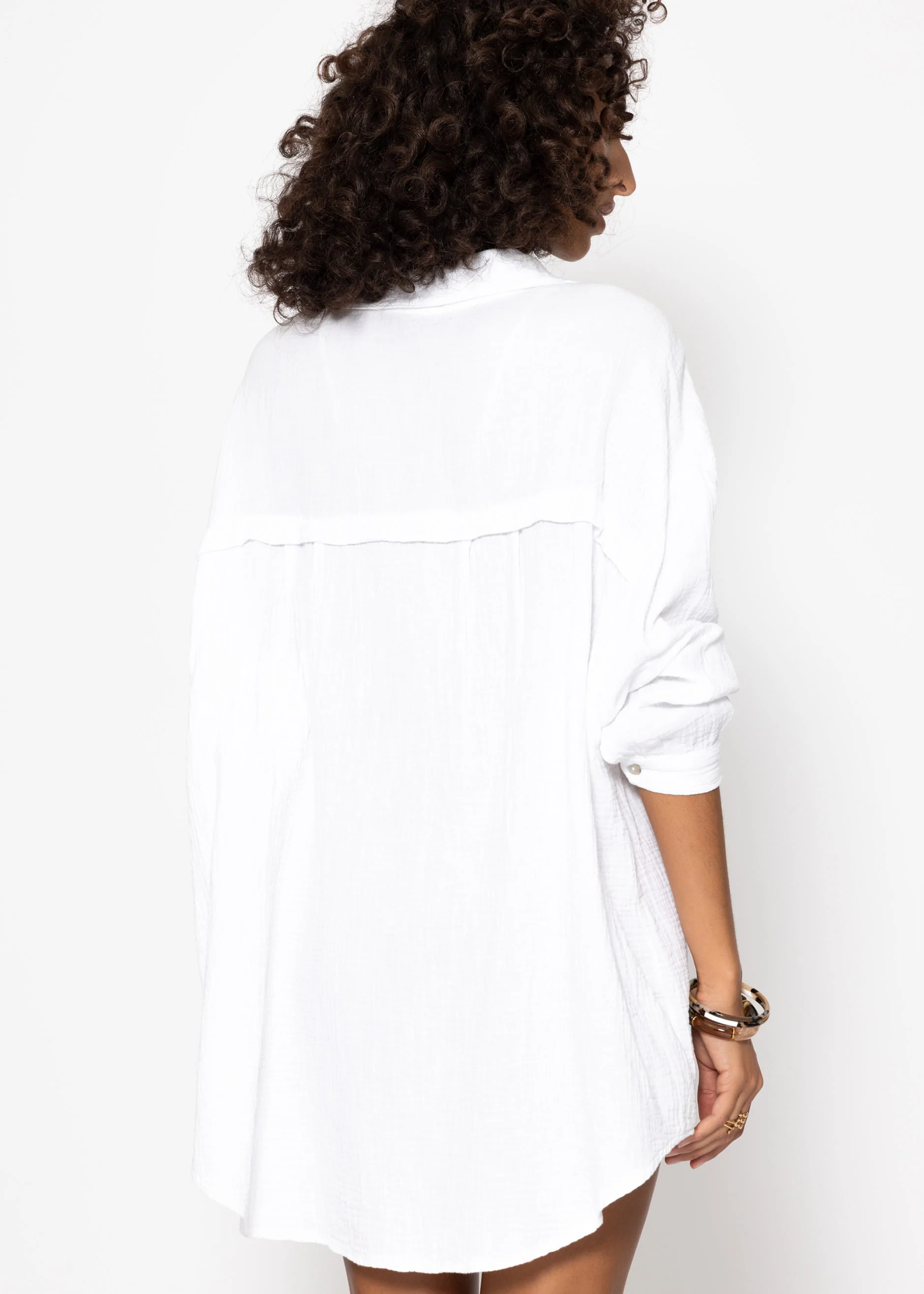 Muslin blouse oversize, white - Image 6