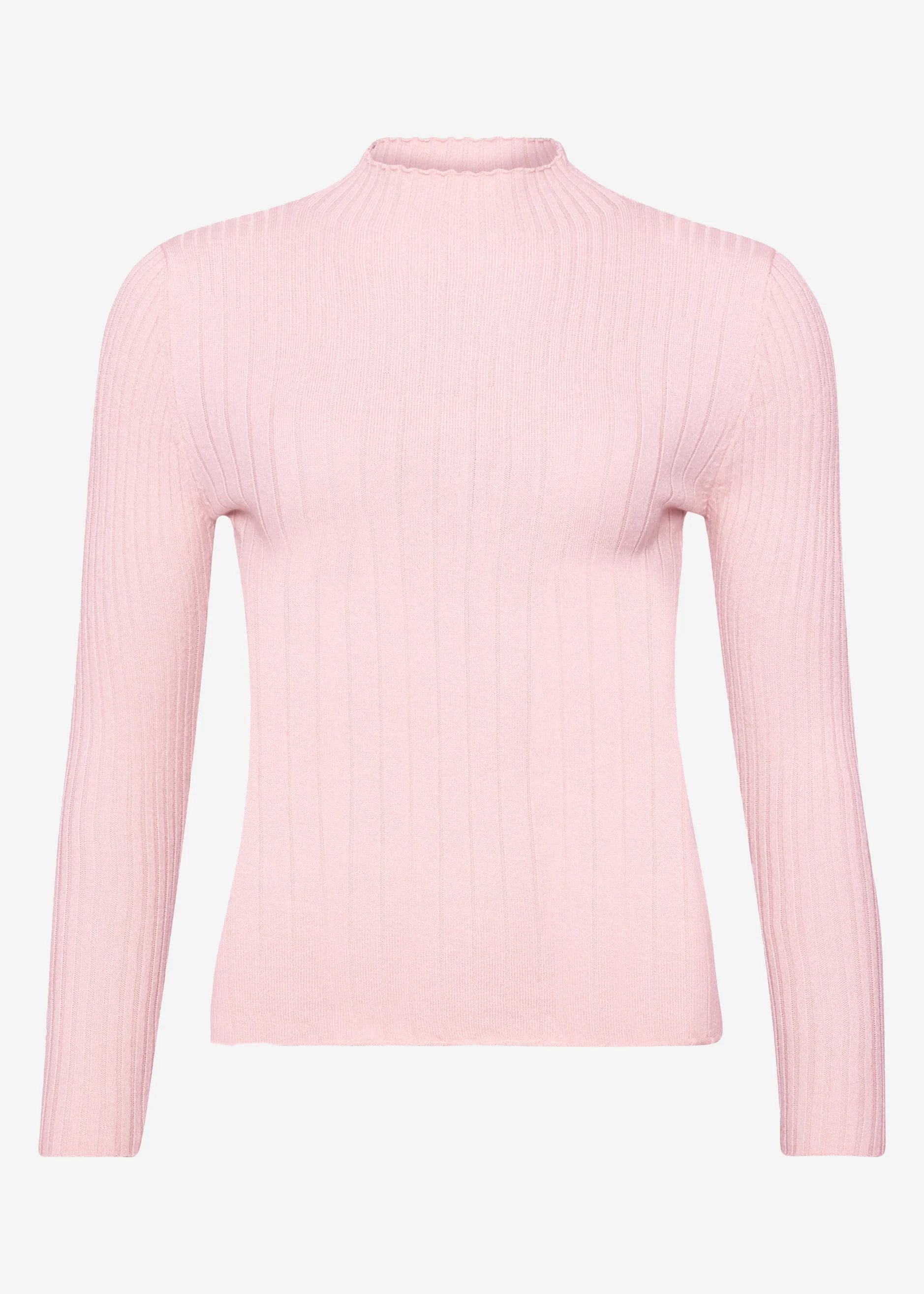 Rib knitting sweater with stand -up collar - pink - Image 7