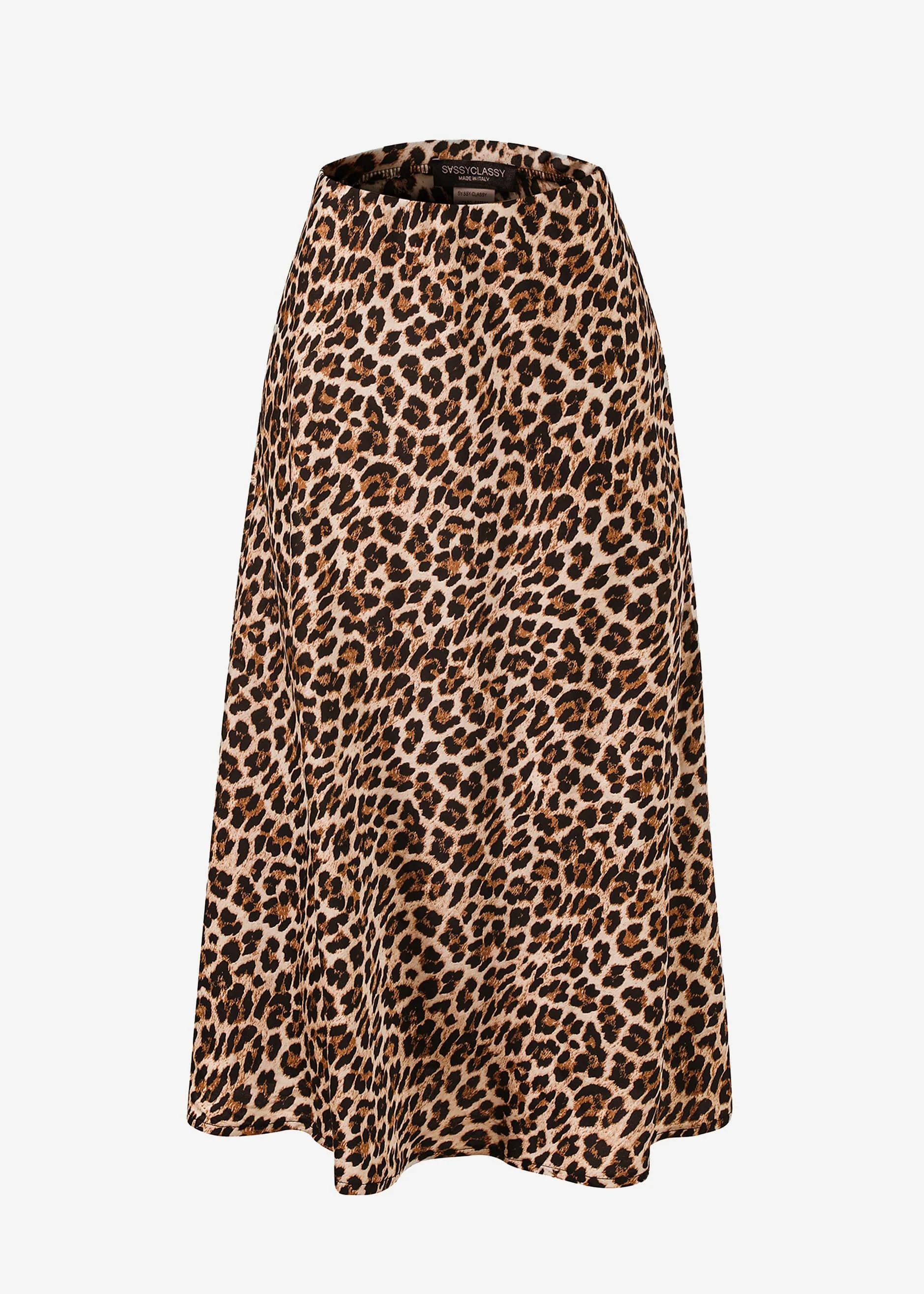 Satin skirt with leopard print, brown - Image 8