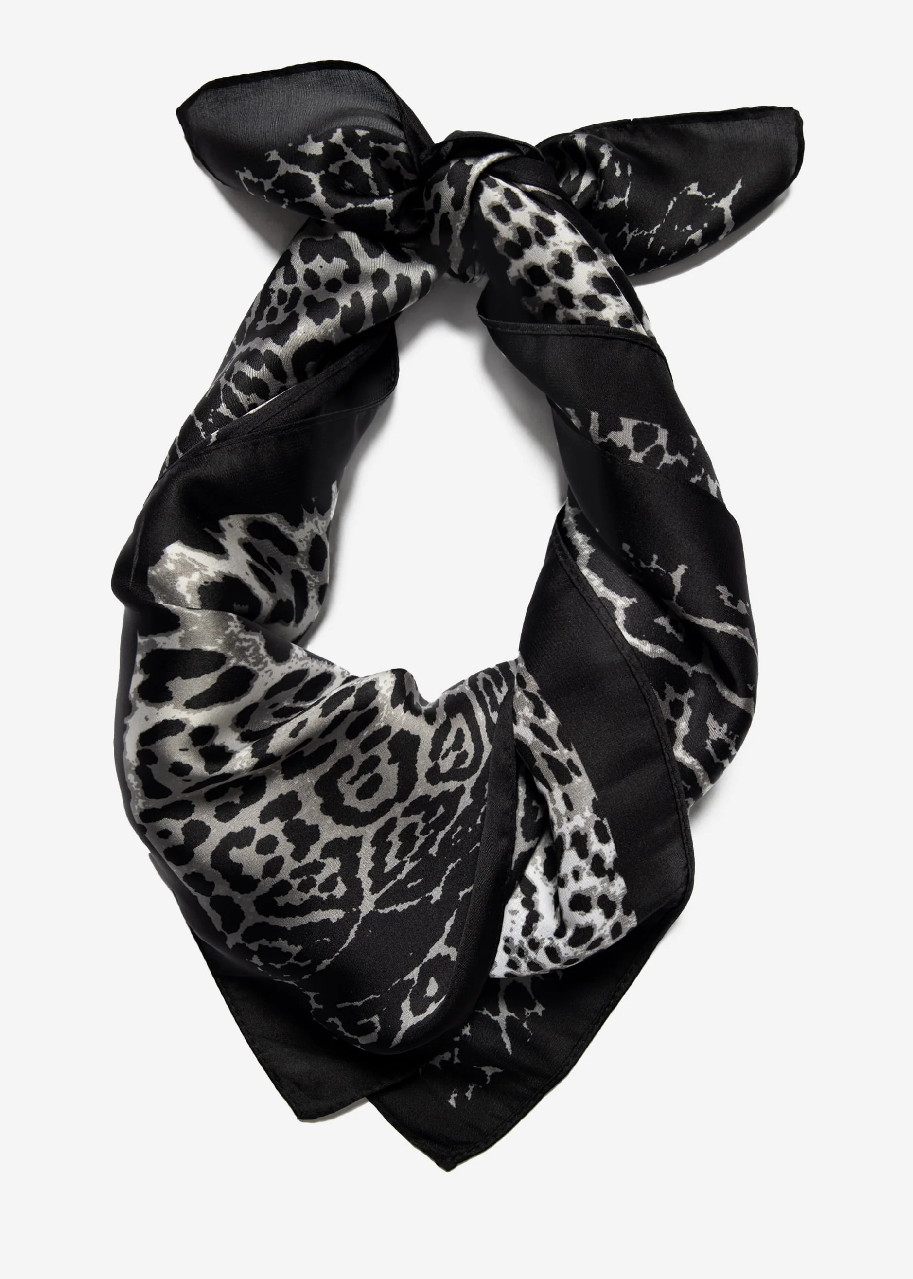 Scarf with leopard print - black - Image 3