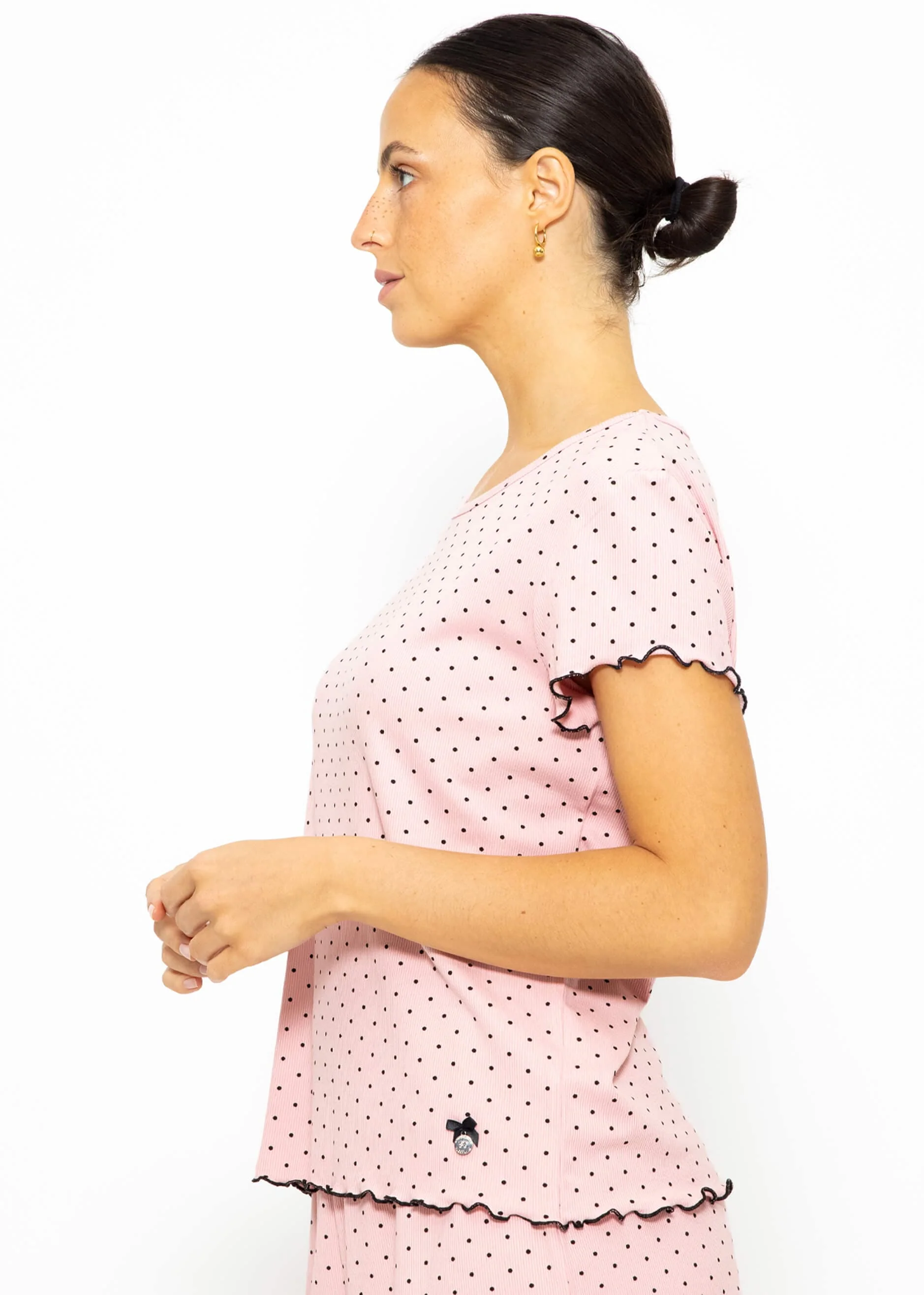 Short-sleeved nightshirt with dots - pink - Image 3