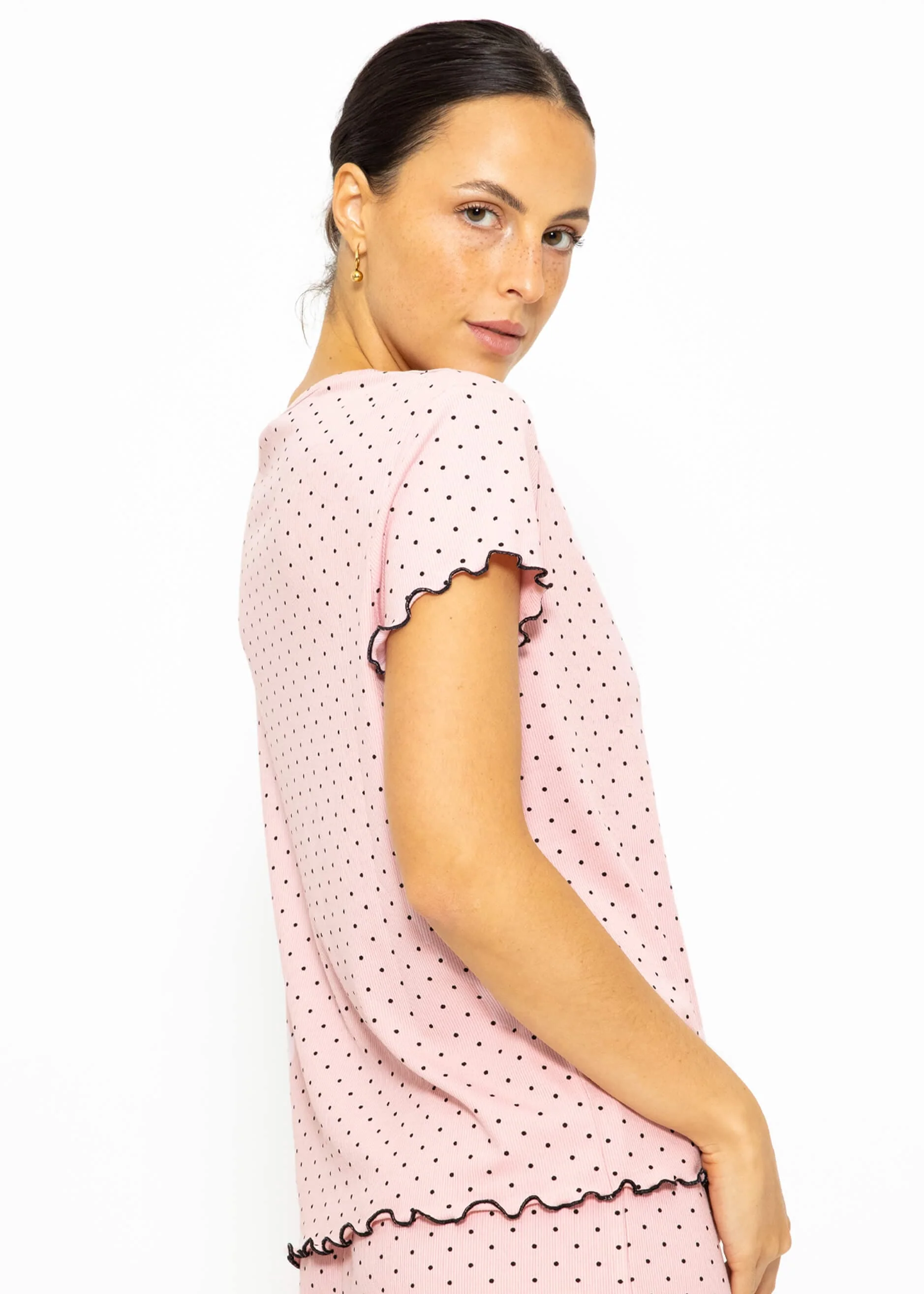 Short-sleeved nightshirt with dots - pink - Image 5