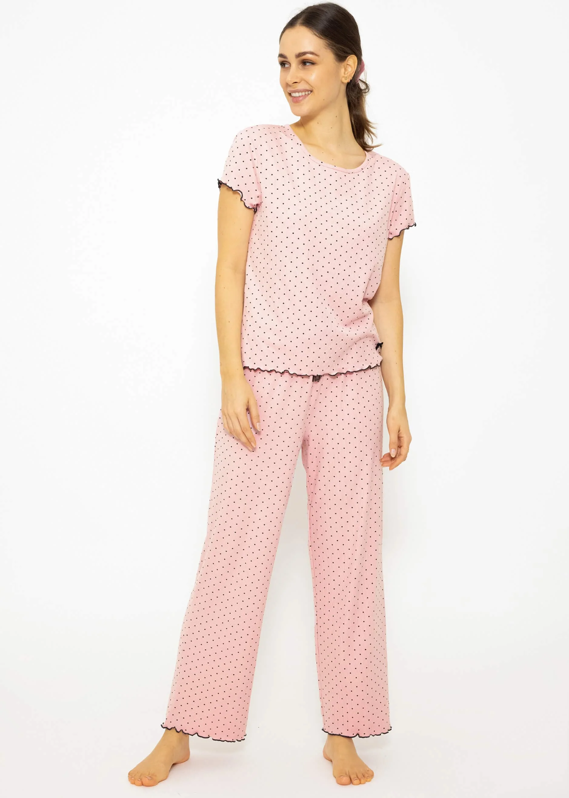 Short-sleeved nightshirt with dots - pink - Image 7