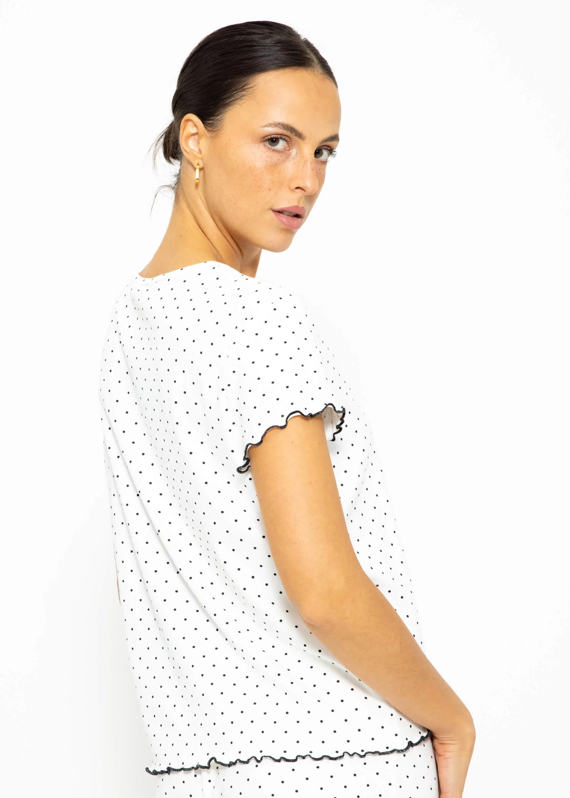 Short-sleeved nightshirt with dots - white - Image 6
