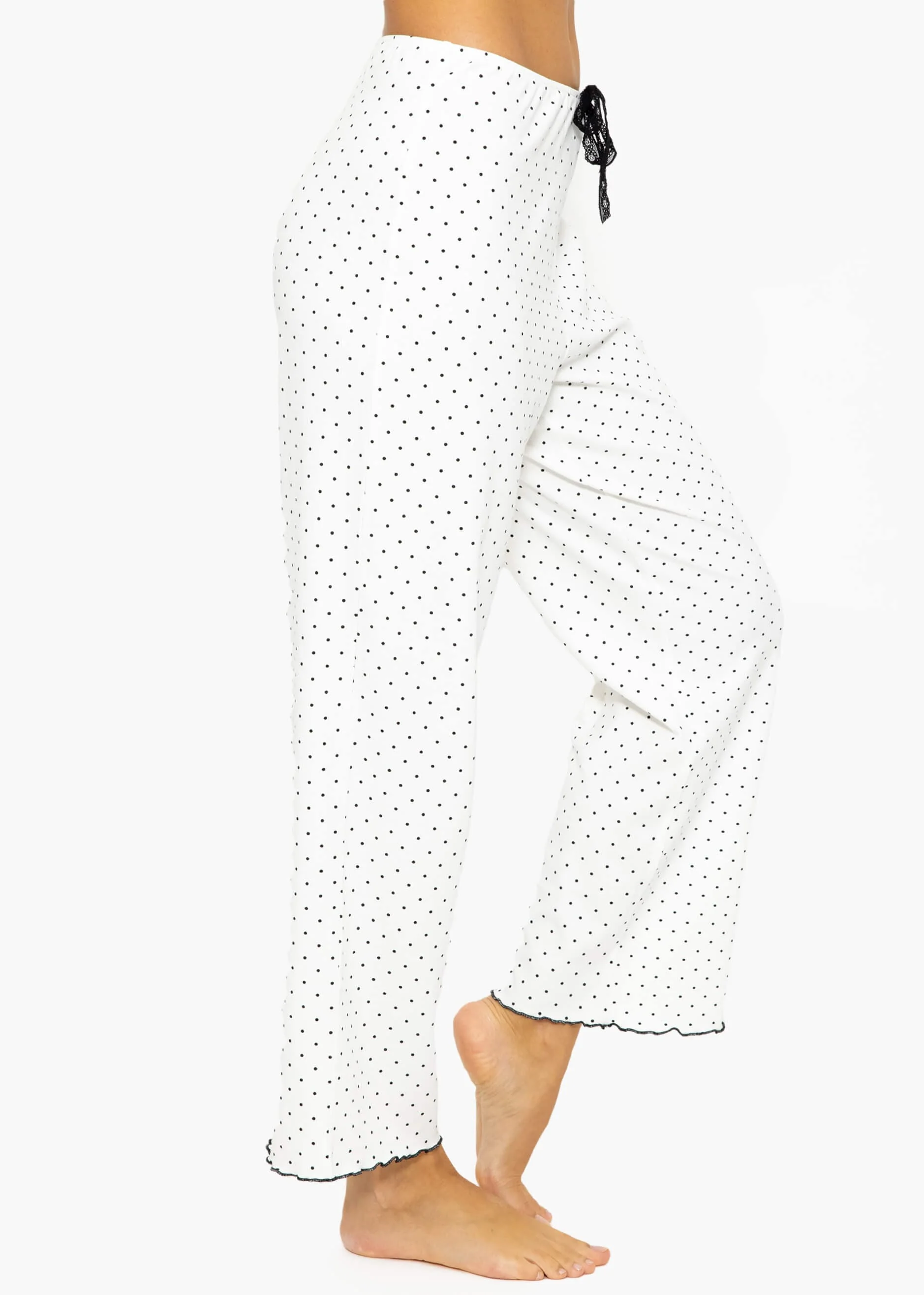 Sleep pants with dots - white - Image 4