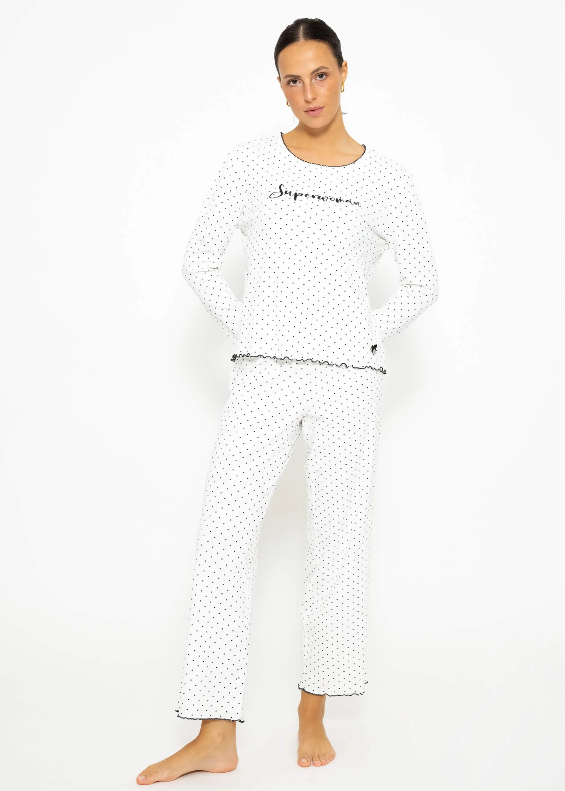Sleep pants with dots - white - Image 5