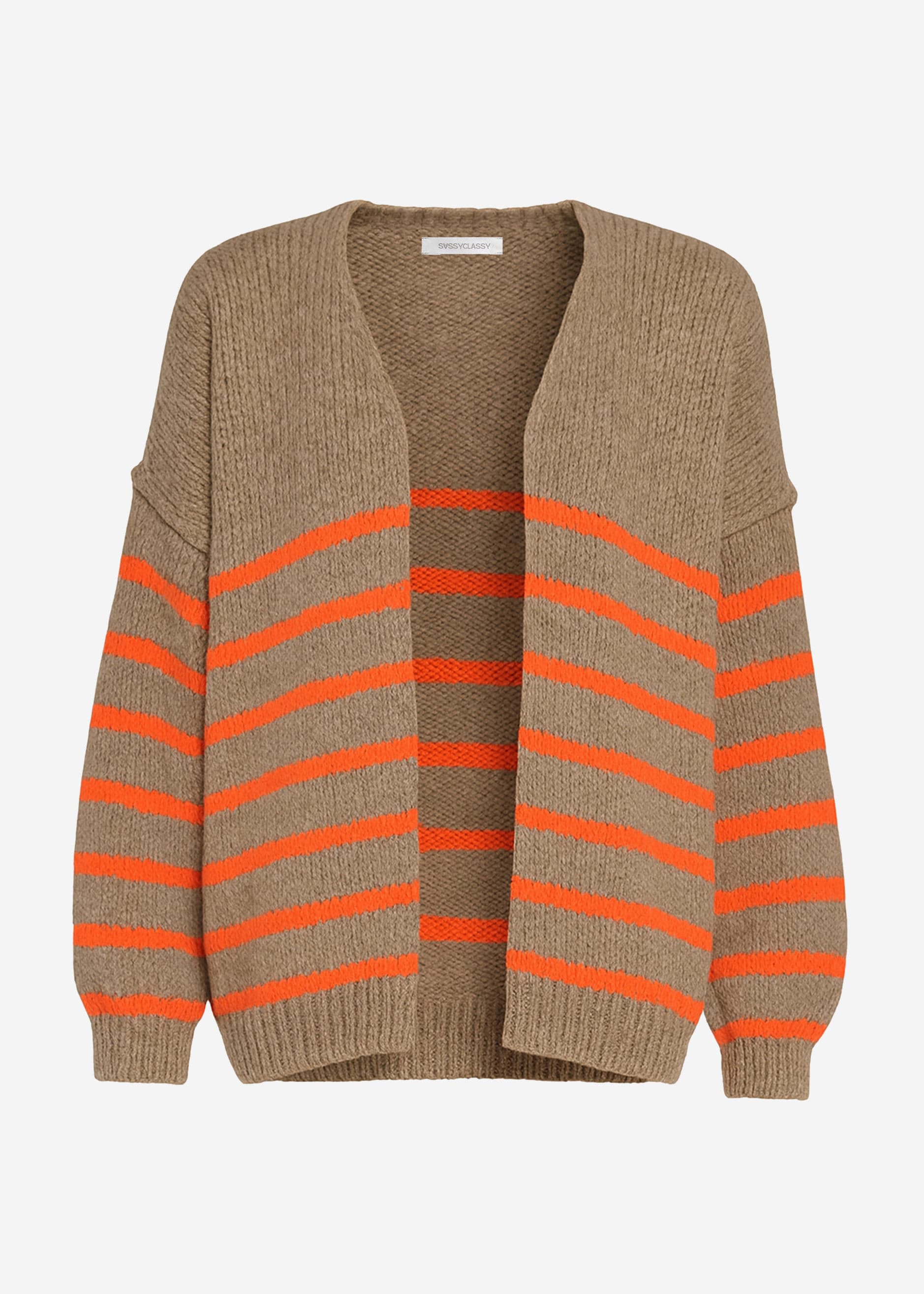 Striped cardigan with outer seams - beige - Image 7