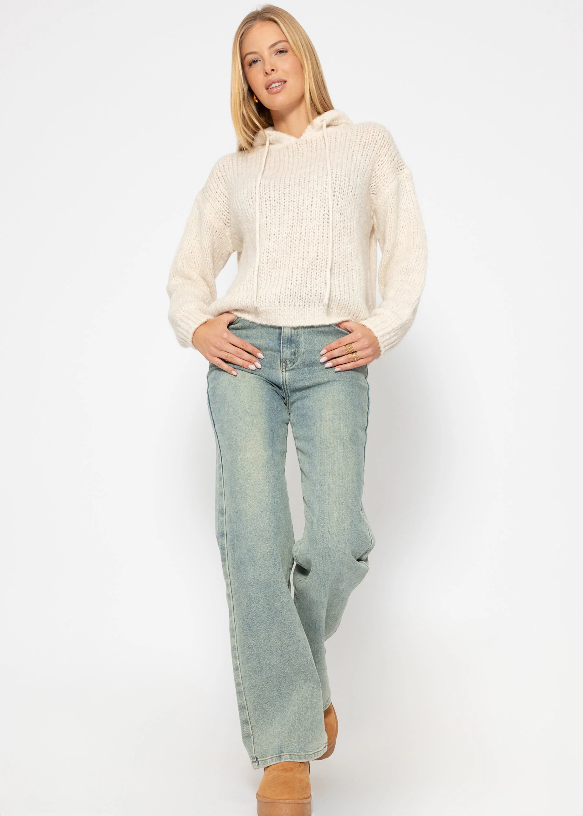 Sweater with hoodie - off-white - Image 4