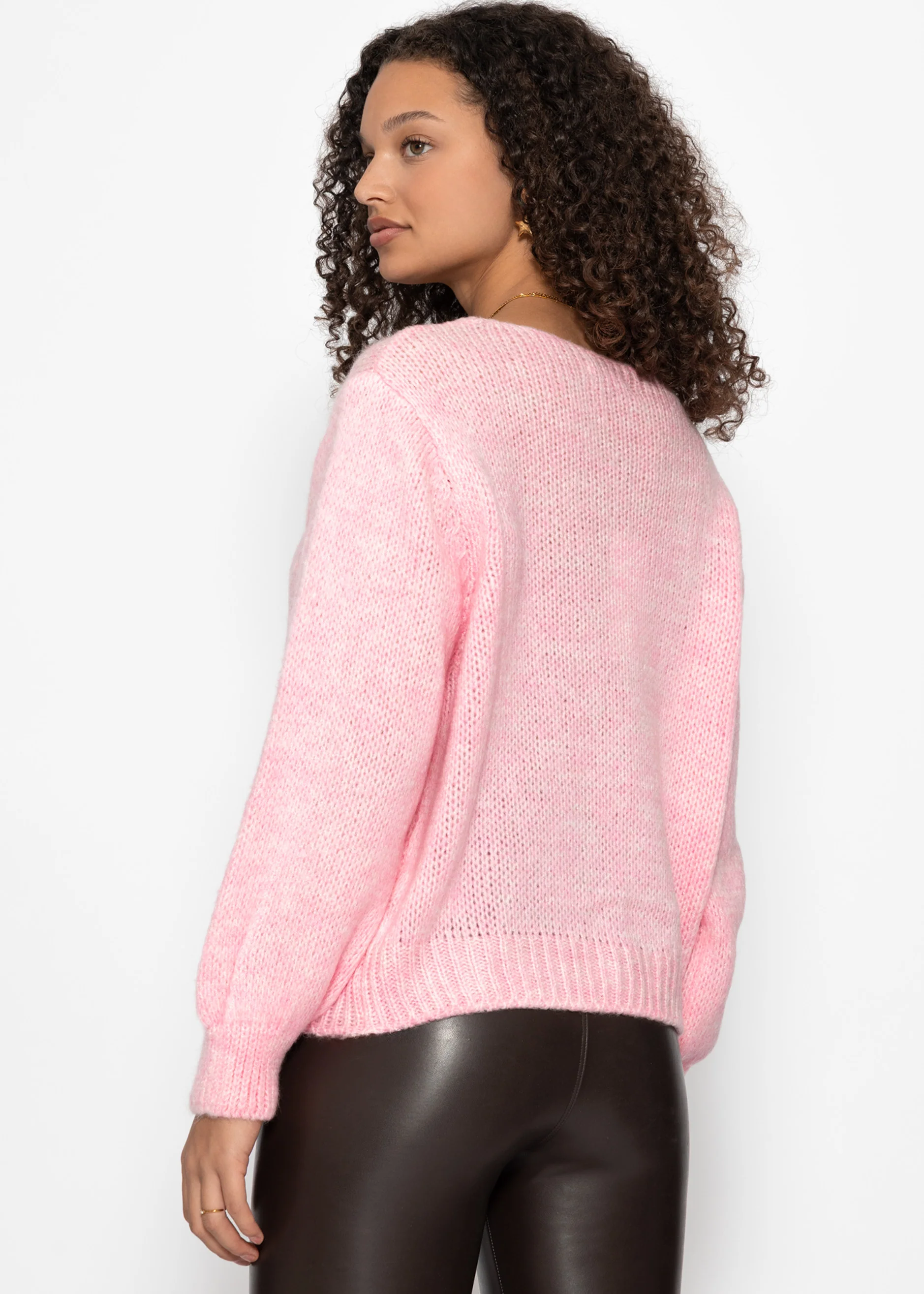 V-neck sweater - pink - Image 4